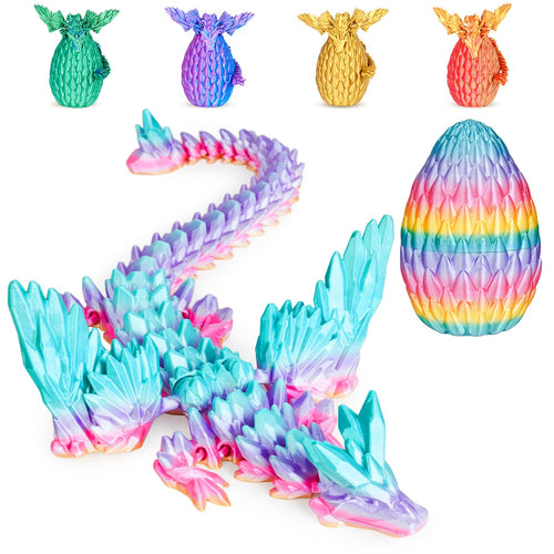 Winged Dragon Inside Surprise Egg Fun Collectible Toy Gift for Kids and Adults, 3D Printed Fantasy Dragon Ideal for Christmas Easter Birthdays and Holiday Decorations (Purple, Medium)