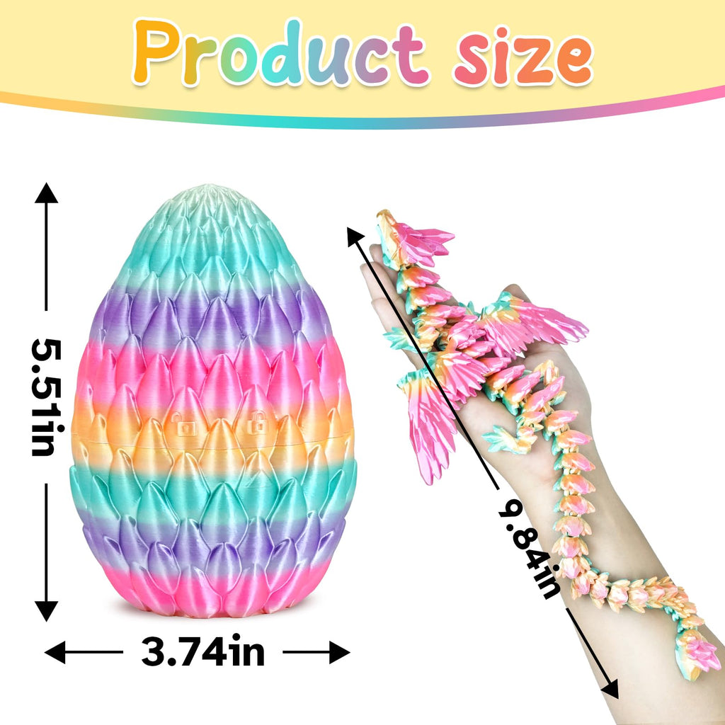 Winged Dragon Inside Surprise Egg Fun Collectible Toy Gift for Kids and Adults, 3D Printed Fantasy Dragon Ideal for Christmas Easter Birthdays and Holiday Decorations (Purple, Medium)