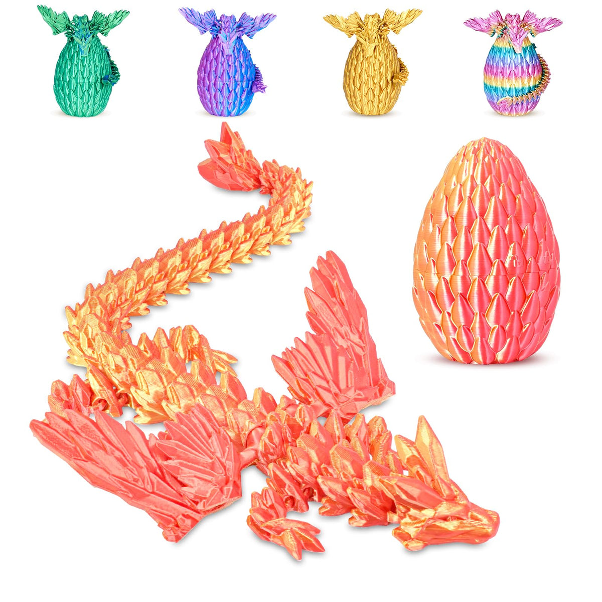 Winged Dragon Inside Surprise Egg Fun Collectible Toy Gift for Kids and Adults, 3D Printed Fantasy Dragon Ideal for Christmas Easter Birthdays and Holiday Decorations (Purple, Medium)