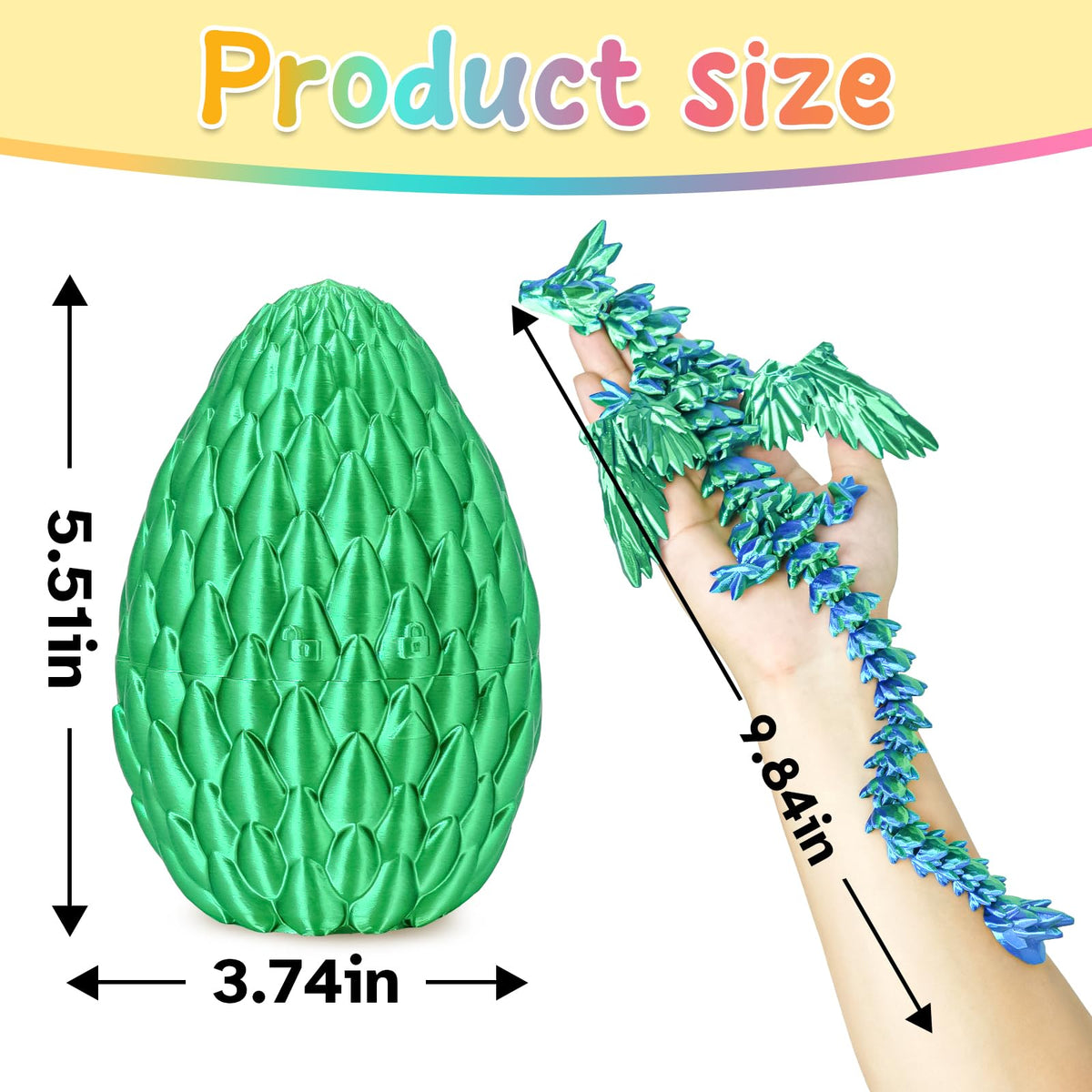 Winged Dragon Inside Surprise Egg Fun Collectible Toy Gift for Kids and Adults, 3D Printed Fantasy Dragon Ideal for Christmas Easter Birthdays and Holiday Decorations (Purple, Medium)