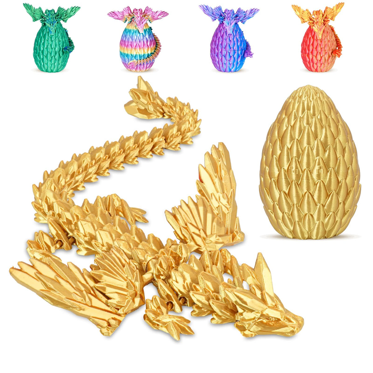 Winged Dragon Inside Surprise Egg Fun Collectible Toy Gift for Kids and Adults, 3D Printed Fantasy Dragon Ideal for Christmas Easter Birthdays and Holiday Decorations (Purple, Medium)