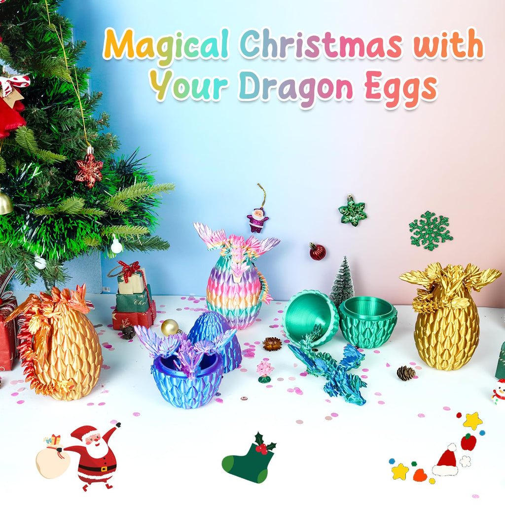 Winged Dragon Inside Surprise Egg Fun Collectible Toy Gift for Kids and Adults, 3D Printed Fantasy Dragon Ideal for Christmas Easter Birthdays and Holiday Decorations (Purple, Medium)
