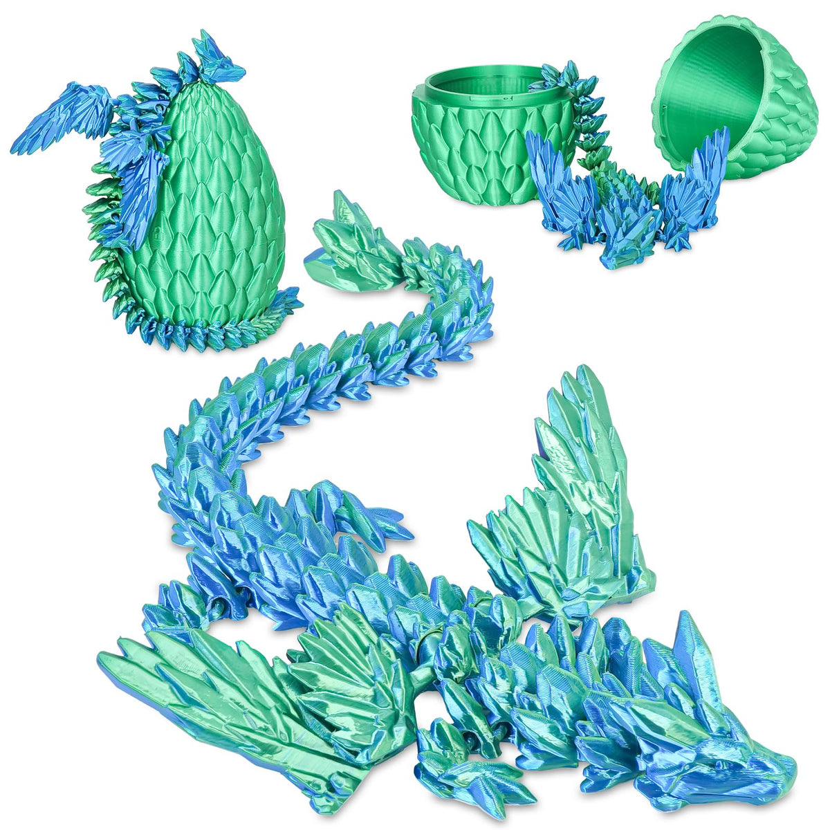 Winged Dragon Inside Surprise Egg Fun Collectible Toy Gift for Kids and Adults, 3D Printed Fantasy Dragon Ideal for Christmas Easter Birthdays and Holiday Decorations (Purple, Medium)