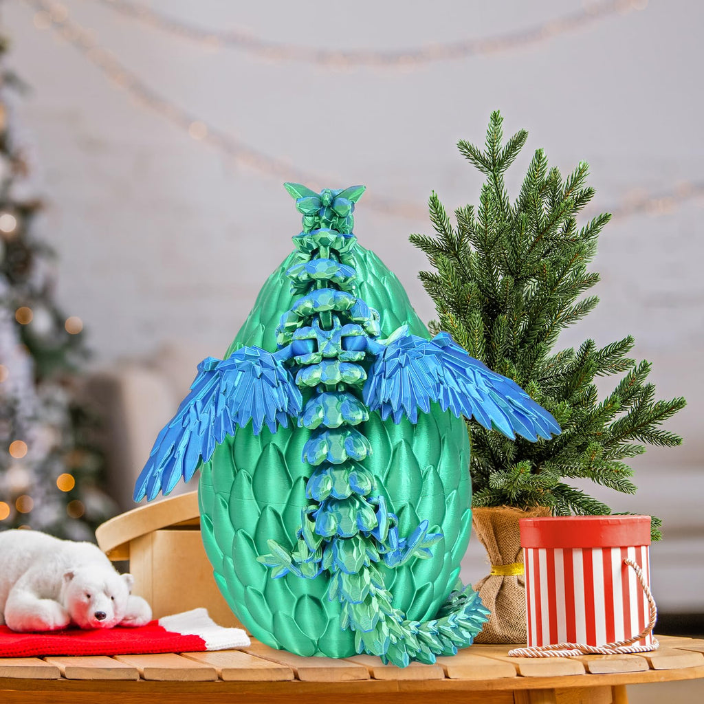 Winged Dragon Inside Surprise Egg Fun Collectible Toy Gift for Kids and Adults, 3D Printed Fantasy Dragon Ideal for Christmas Easter Birthdays and Holiday Decorations (Purple, Medium)