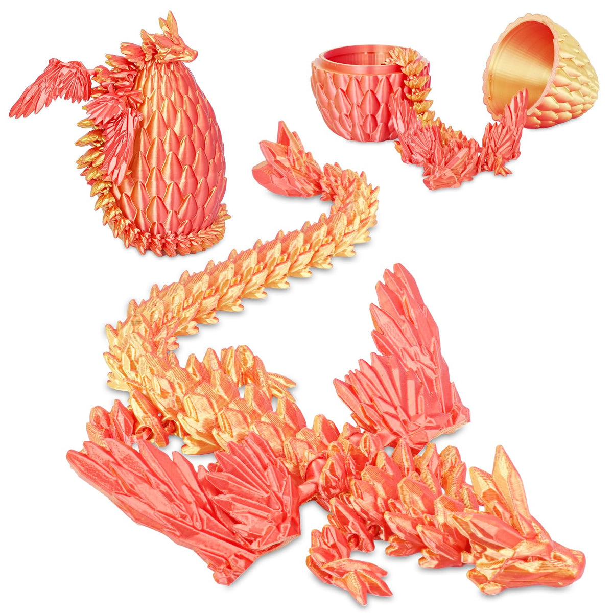 Winged Dragon Inside Surprise Egg Fun Collectible Toy Gift for Kids and Adults, 3D Printed Fantasy Dragon Ideal for Christmas Easter Birthdays and Holiday Decorations (Purple, Medium)