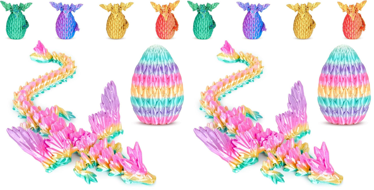 Winged Dragon Inside Surprise Egg Fun Collectible Toy Gift for Kids and Adults, 3D Printed Fantasy Dragon Ideal for Christmas Easter Birthdays and Holiday Decorations (Purple, Medium)