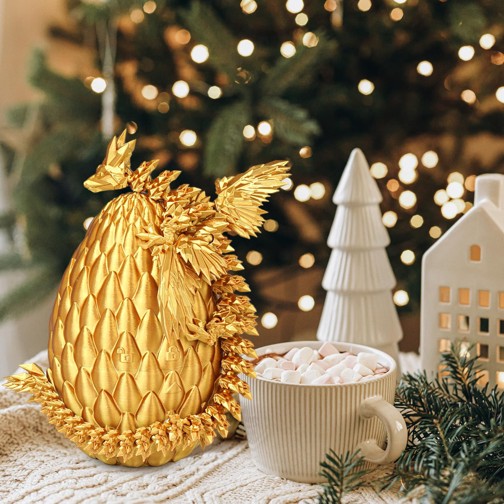 Winged Dragon Inside Surprise Egg Fun Collectible Toy Gift for Kids and Adults, 3D Printed Fantasy Dragon Ideal for Christmas Easter Birthdays and Holiday Decorations (Purple, Medium)