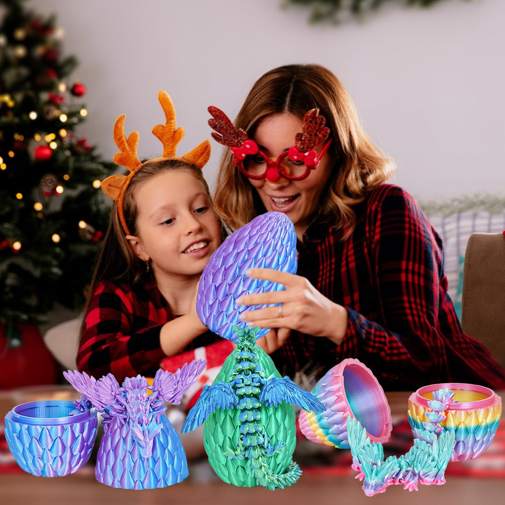 Winged Dragon Inside Surprise Egg Fun Collectible Toy Gift for Kids and Adults, 3D Printed Fantasy Dragon Ideal for Christmas Easter Birthdays and Holiday Decorations (Purple, Medium)