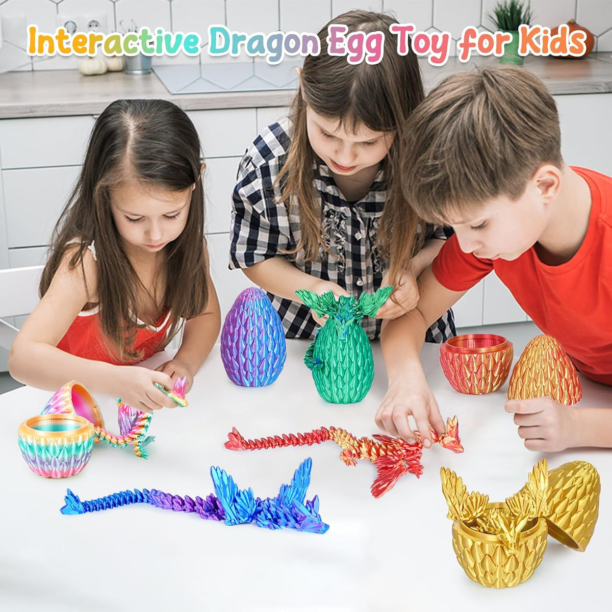 Winged Dragon Inside Surprise Egg Fun Collectible Toy Gift for Kids and Adults, 3D Printed Fantasy Dragon Ideal for Christmas Easter Birthdays and Holiday Decorations (Purple, Medium)