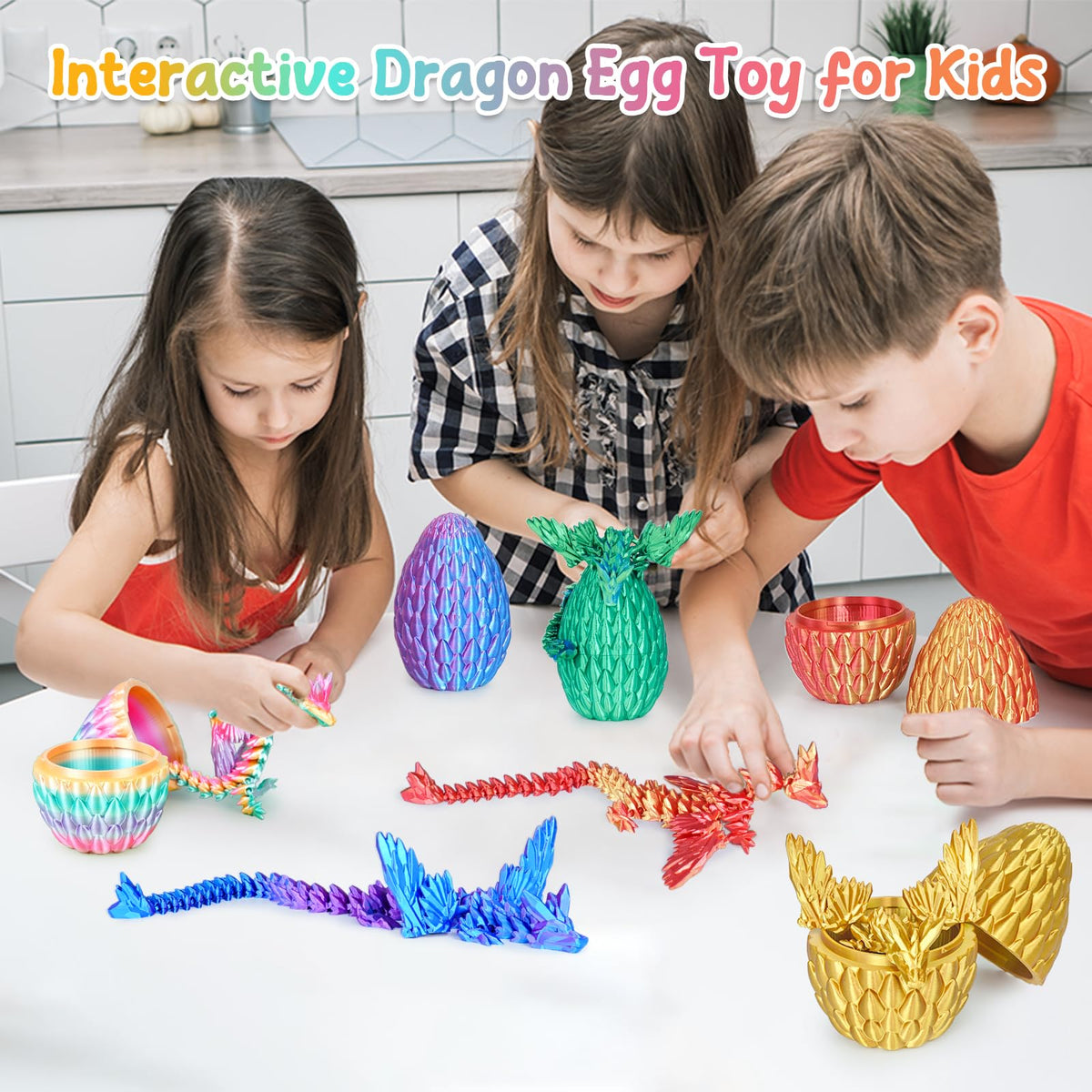 Winged Dragon Inside Surprise Egg Fun Collectible Toy Gift for Kids and Adults, 3D Printed Fantasy Dragon Ideal for Christmas Easter Birthdays and Holiday Decorations (Purple, Medium)